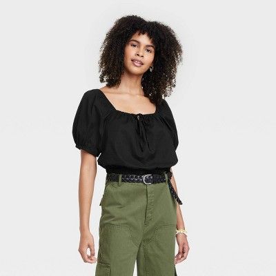 Women's Puff Short Sleeve Peasant Top - Universal Thread™ | Target