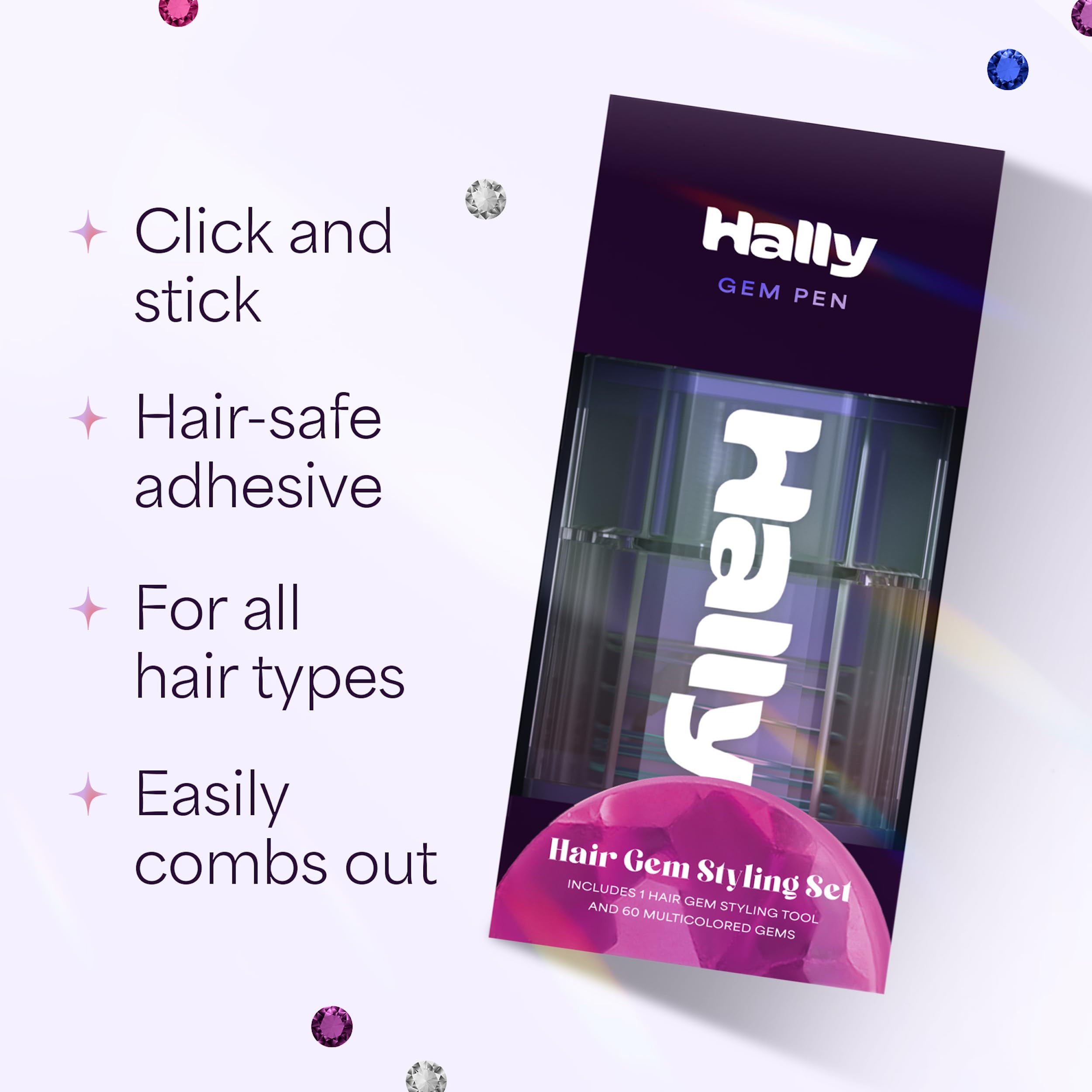Hally Hair Gems Pen Applicator - Includes Hair Styling Tool with 240 Multicolored Adhesive Gem St... | Amazon (US)