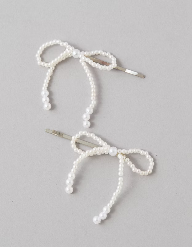 AEO Pearl Bow Barrettes 2-Pack | American Eagle Outfitters (US & CA)