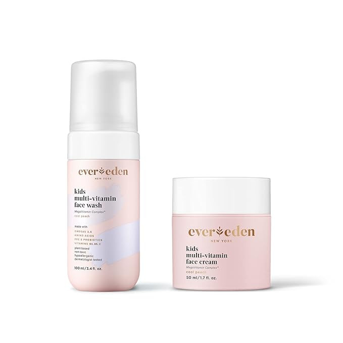 Evereden Kids Happy Face Duo (Cool Peach) - Multi-Vitamin Kids Face Wash & Kids Face Cream Set - ... | Amazon (US)