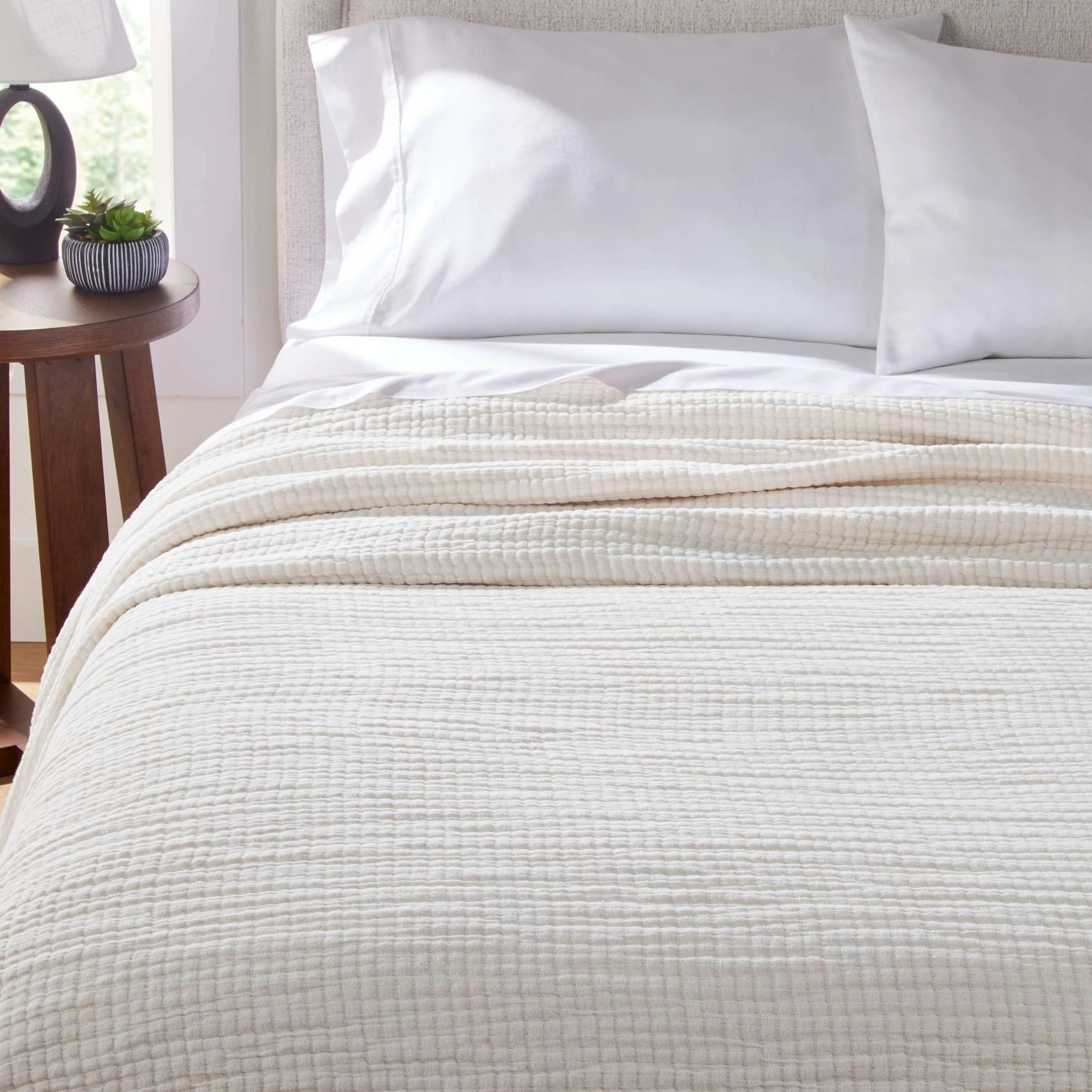 Better Homes & Gardens Luxury Gauze Reversable Cotton Bed Blanket, Arctic White, Full/Queen | Walmart (US)