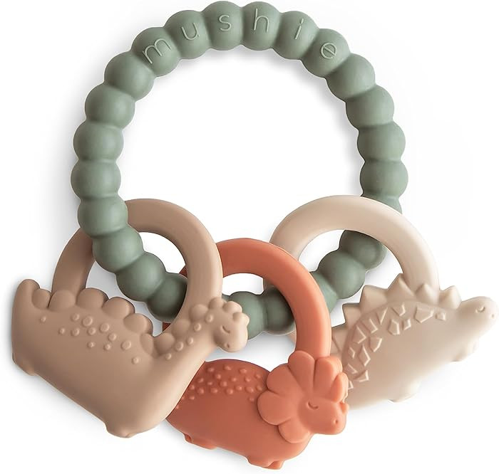 mushie Silicone Dino Teething Ring Toy | Amazon (US)