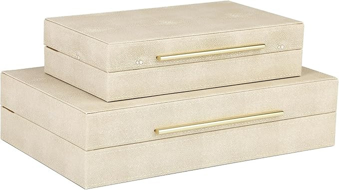 HofferRuffer Faux Leather Decorative Boxes Set of 2, Large Nesting Keepsake Box Accessory Organiz... | Amazon (US)