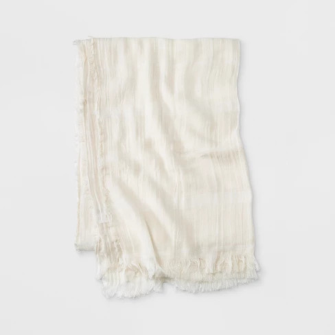 Women's Striped Woven Oblong Scarf - Universal Thread™ Sour Cream | Target