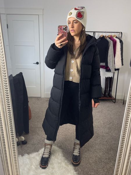 Anthropologie style. 
Darling society sweater. 
Lululemon. 
Marc fisher boots. 
Shearling boots. 
Winter fashion. 
Sequins. 
Puffer coat. 
Waterproof winter coat. 
Long coat. 

All pieces fit tts. 
I sized up .5 in boots for my wife feet

#LTKsalealert #LTKstyletip #LTKSeasonal