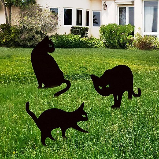 WENCASE Halloween Decorations Outdoor | Halloween 3 PCS Black Cat Front Yard Decoration | Outside... | Amazon (US)