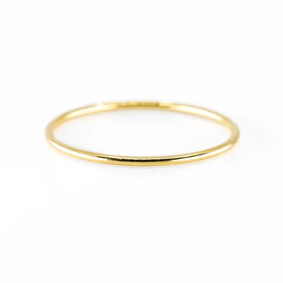 Gold Smooth Stacking Ring Dainty Minimalist Ring 14k Gold | Etsy | Etsy (US)