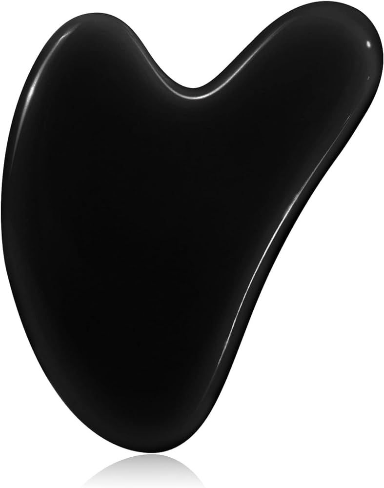Ecoswer Gua Sha Facial Tool,Natural Obsidian Guasha Board for Face and Body,Massager for Traditional Acupuncture Therapy,Relieve Muscle Tensions and Reduce Puffiness(Black) | Amazon (US)