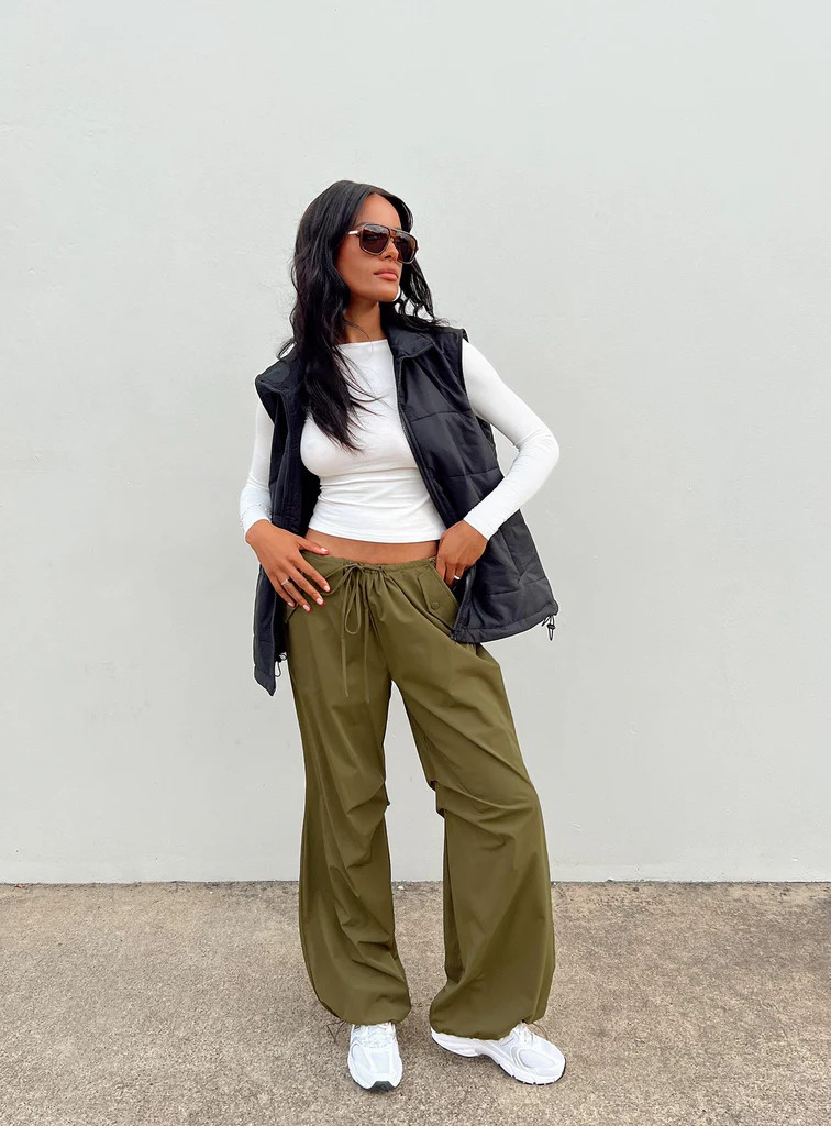 Somers Parachute Pant Khaki | Princess Polly US