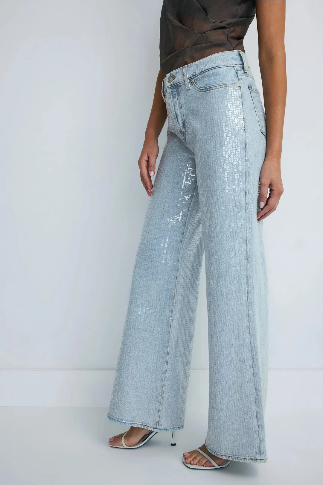 Lotta Sequin Wide Leg Jeans | Rent the Runway