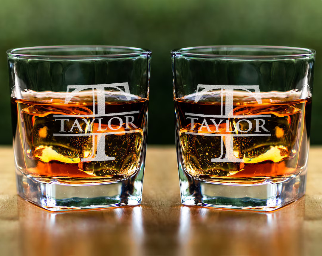 Monogram Whiskey Bourbon Decanter Set Weddings Anniversaries - Etsy | Etsy (US)