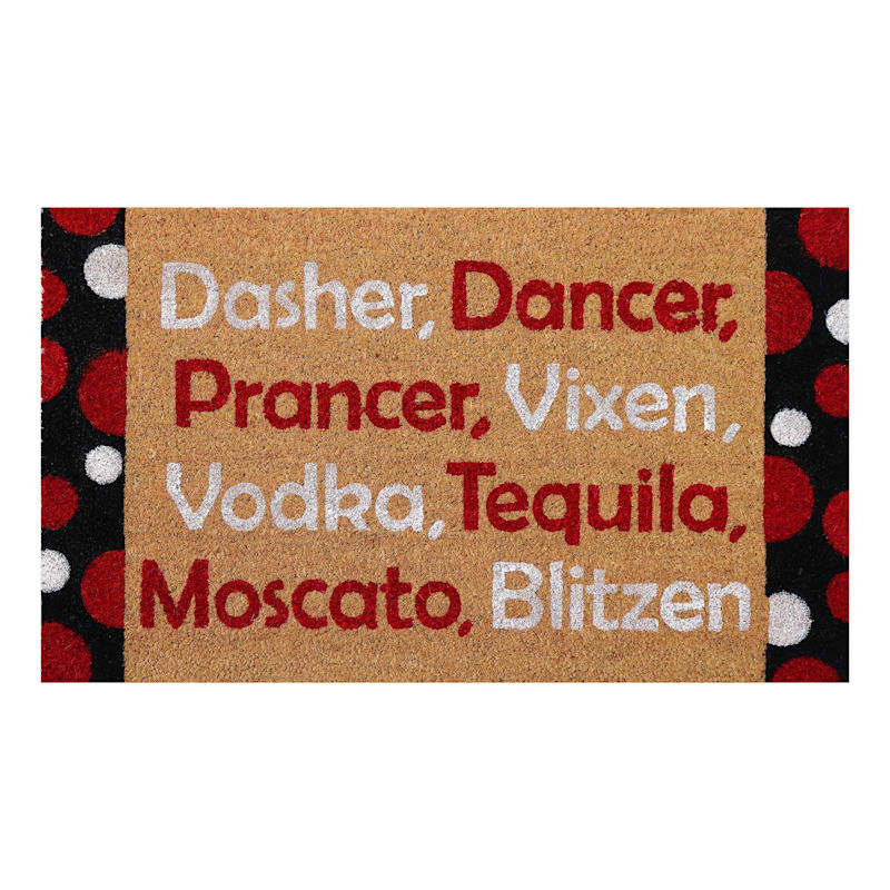 Reindeer Names Printed Coir Doormat, 18x30 | At Home