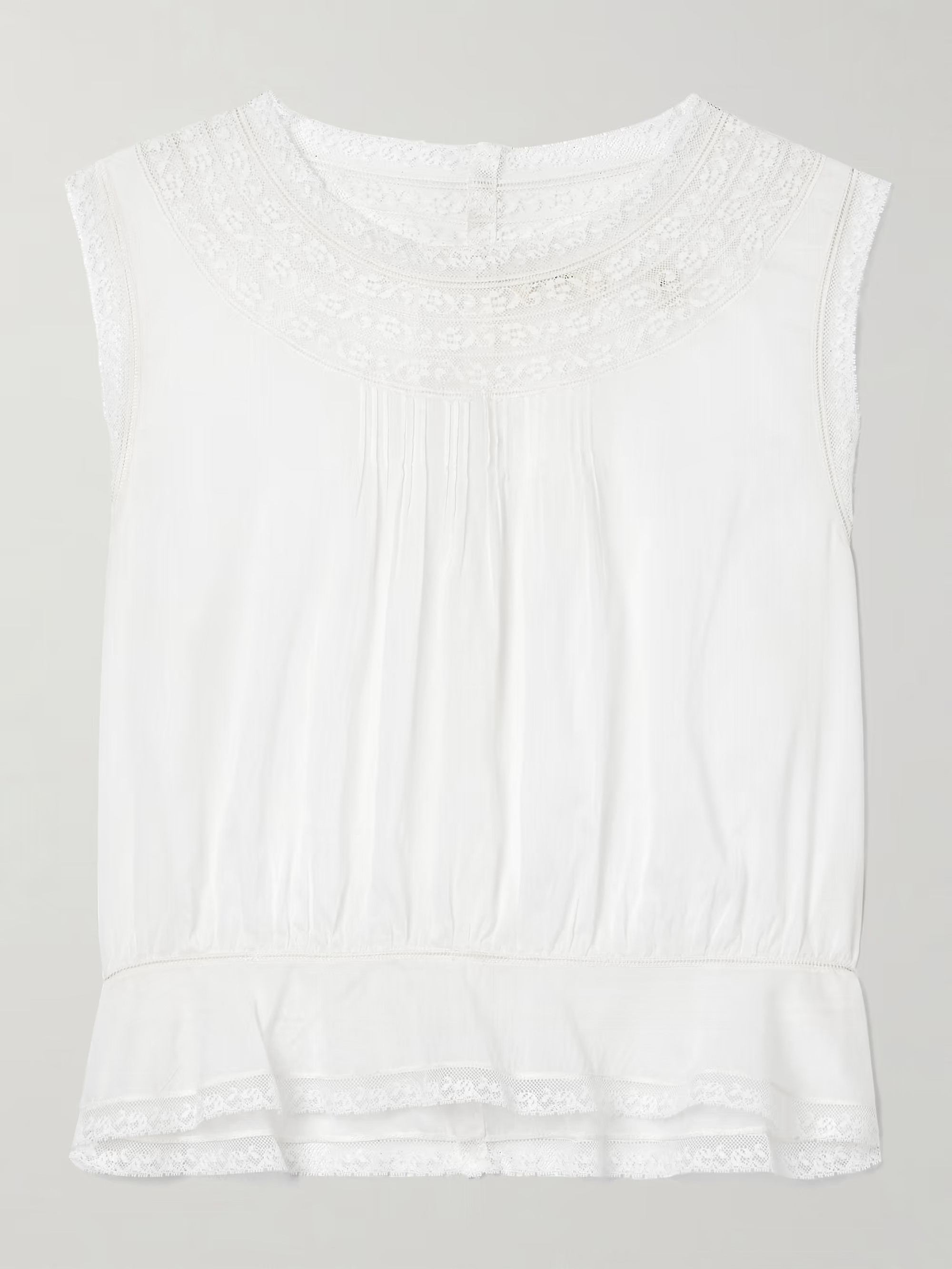 Lilibet lace-trimmed pintucked organic cotton-voile top | NET-A-PORTER (UK & EU)
