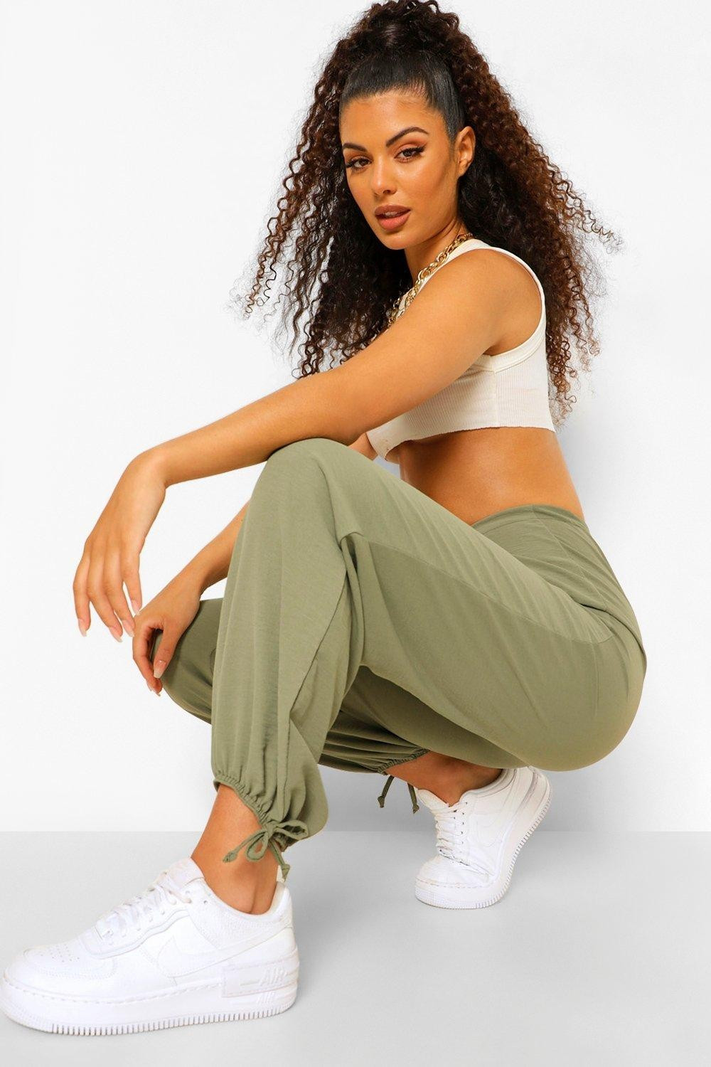 Womens Woven Wide Leg Pants - Green - 14 | Boohoo.com (US & CA)