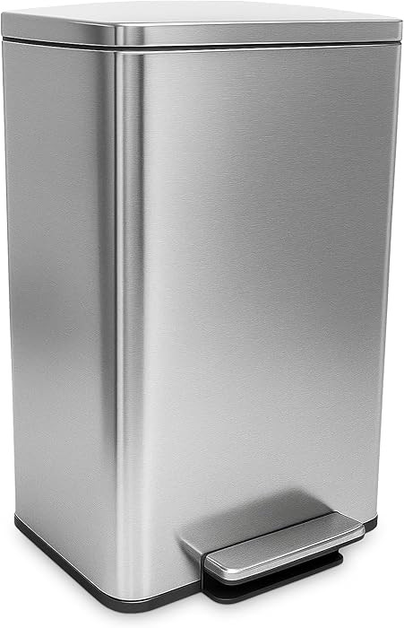 SIMPLI-MAGIC 50 Liter / 13.2 Gallon Soft-Close, Smudge Resistant Trash Can with Foot Pedal and Bu... | Amazon (US)