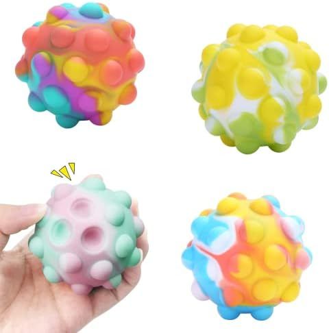 Pop Stress Balls Fidget Toy,3D Sensory Balls Fidget Toys 4 Packs for Kids Adults,Push Bubble Pop ... | Amazon (US)