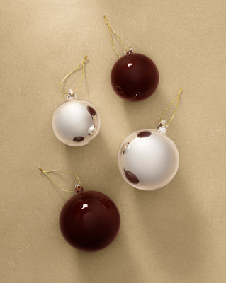 Red & Silver Assorted Gloss Baubles (Set of 4) | McGee & Co. (US)