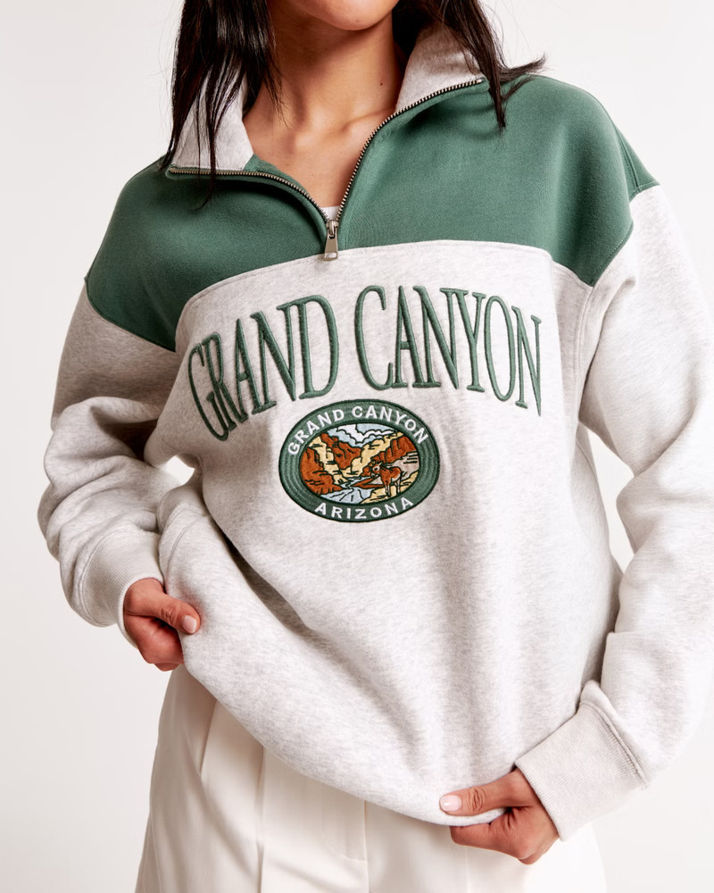 Women's Embroidered Grand Canyon Vintage Sunday Half-Zip | Women's New Arrivals | Abercrombie.com | Abercrombie & Fitch (US)