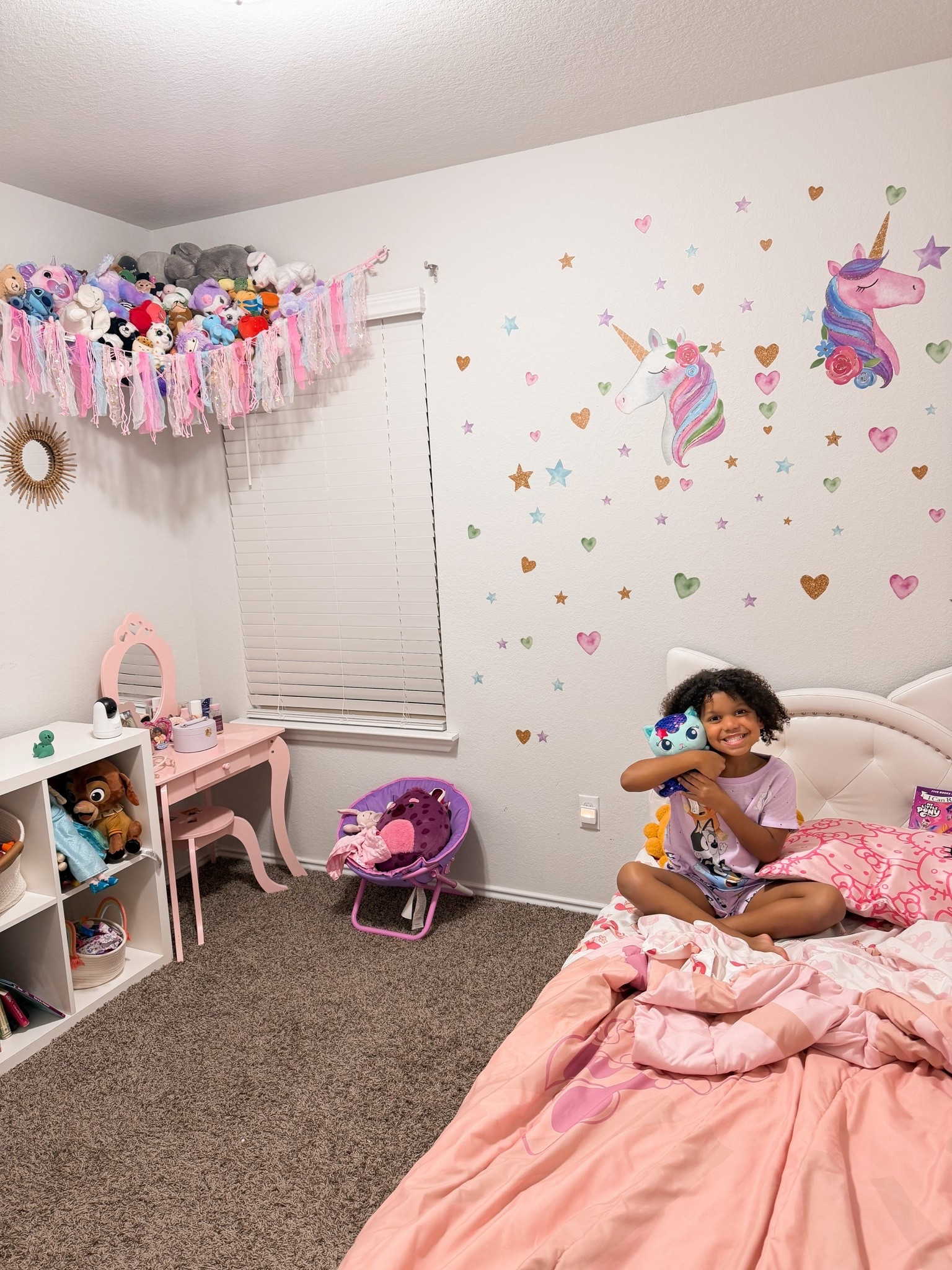 The girliest unicorn room 🦄🩷 the wall decals are perfect and don’t damage the walls. The stuffed animal net is also so cute & I love that it has lights ✨ it holds a lot of stuffed animals and is great for storage while also looking so girly 

Girls room, girls room decor, unicorn girls room, girly room

#LTKKids #LTKHome #LTKSaleAlert