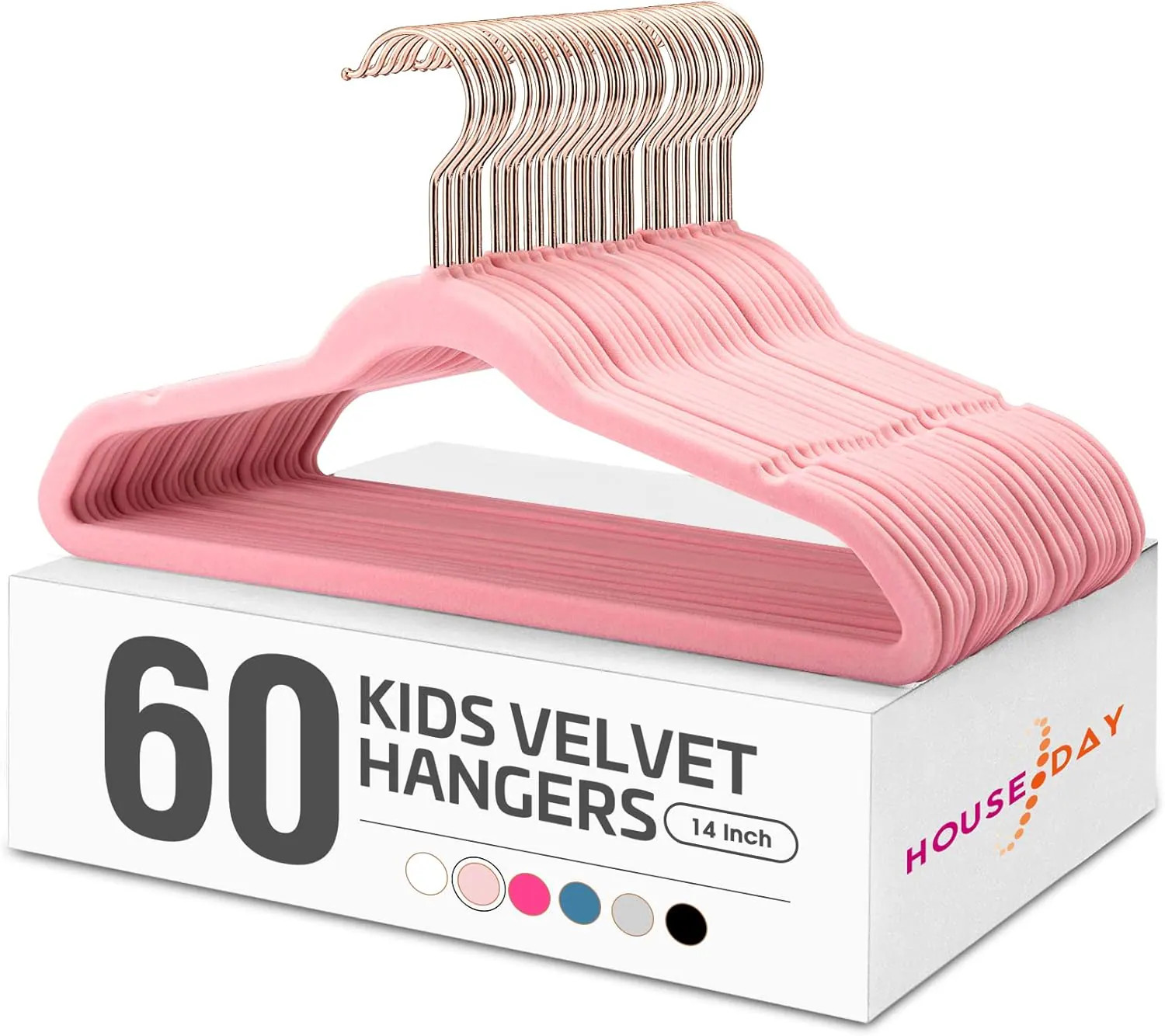HOUSE DAY 14 Inch Kids Velvet Hangers Blush Pink 60 Pack one_size | A1843-0060-00 | Lowe's