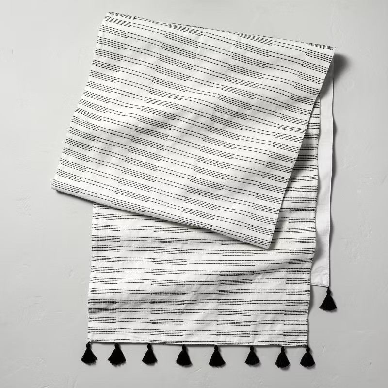 Broken Stripes Tassel Table Runner Black/Sour Cream - Hearth & Hand™ with Magnolia | Target