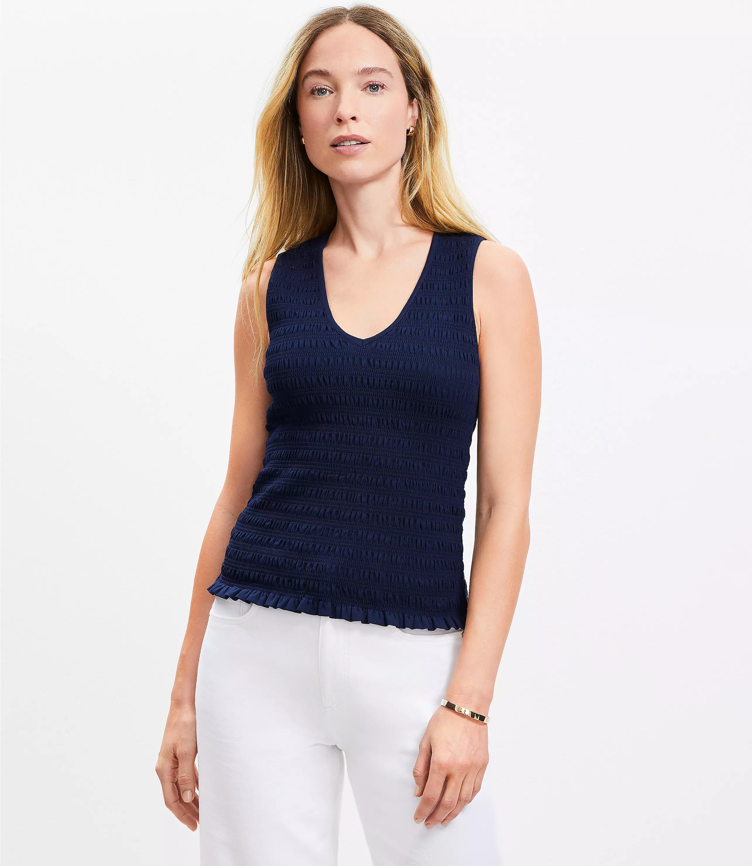 Smocked Modern Tank Top | LOFT