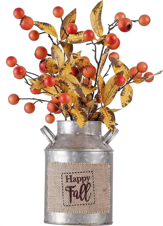 Valery Madelyn Hawthorn Arrangement in Milk Pitcher for Fall Decor, Artificial Hawthorn Potted in... | Amazon (US)