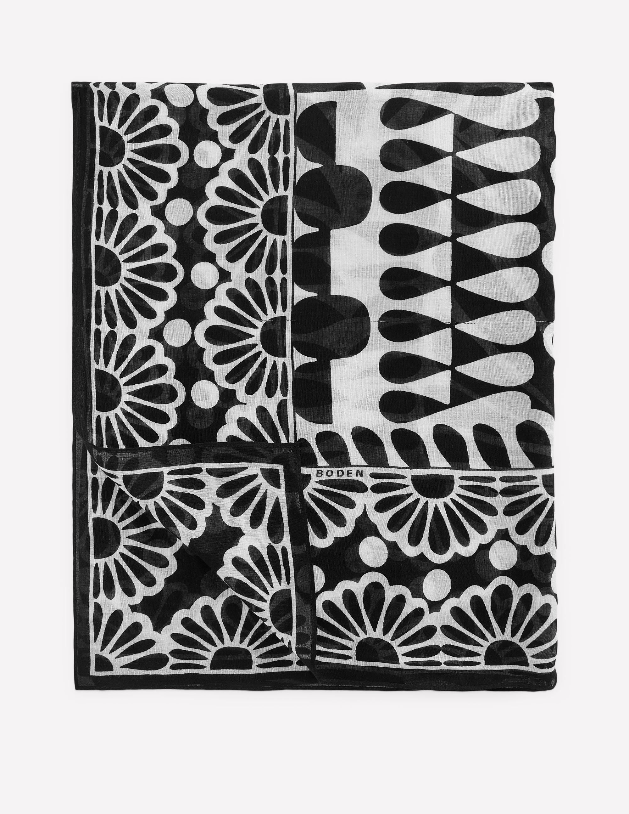 Printed Sarong Scarf-Black, Geo Stamp | Boden (US)