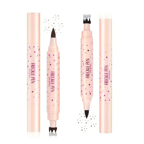 3-in-1 Freckle Stamp Freckle Pen & Eyebrow Pen : 4-Point Stamp for Natural Faux Freckles, Waterproof & Long-Lasting. Dual-Ended Multi-Tool for Brows & Sunkissed Looks (2PC Soft Brown&Dark Brown) | Amazon (US)