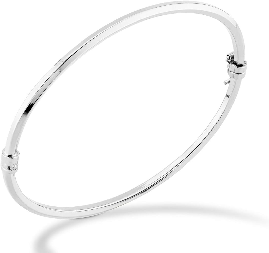 Miabella 925 Sterling Silver Italian Oval Hinged Bangle Bracelet for Women Girls, Made in Italy | Amazon (US)