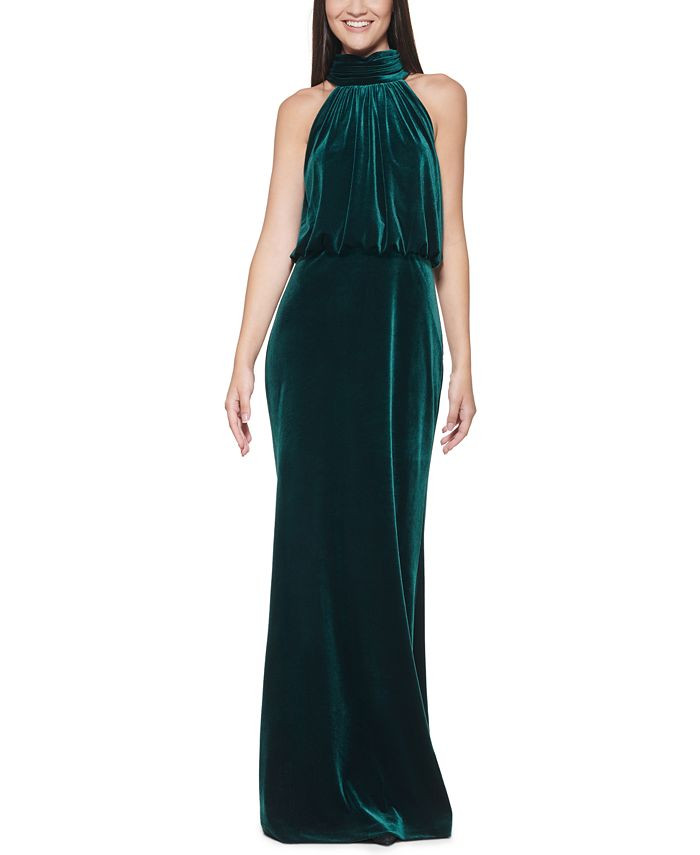 Eliza J Velvet Mock-Neck Gown & Reviews - Dresses - Women - Macy's | Macys (US)