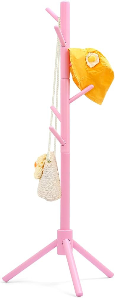 Beech Wood Kids Coat Rack - Adjustable Height Stand with 9 Hooks, Freestanding Children's Clothin... | Amazon (US)