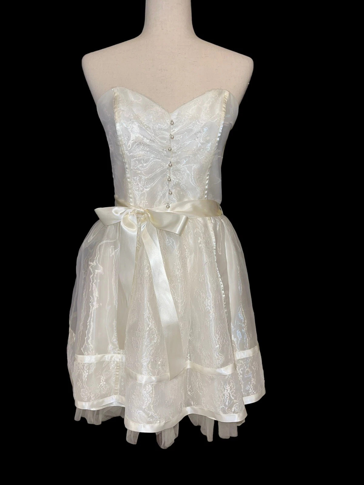 VTG Gunne Sax Jessica McClintock Ivory Sleeveless Satin Lace Corset Dress Jr 9  | eBay | eBay US