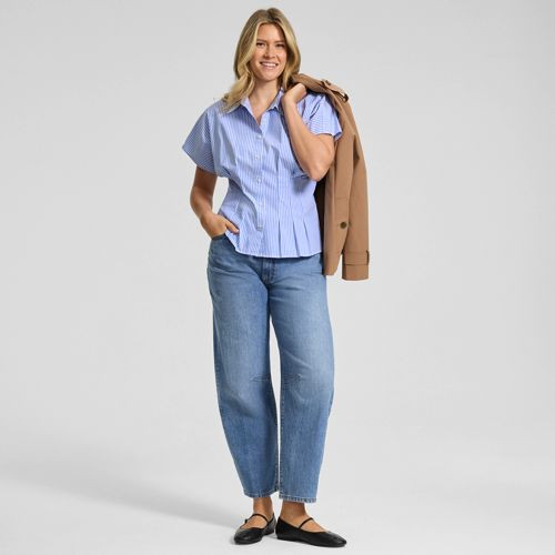 Women's Stretch Poplin Dolman Sleeve Pleated Front Top - Lands' End - White - XL | Lands' End (US)