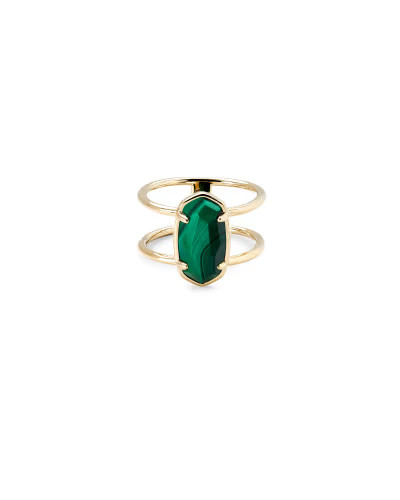 Elyse 18k Gold Vermeil Double Band Ring in Malachite | Kendra Scott