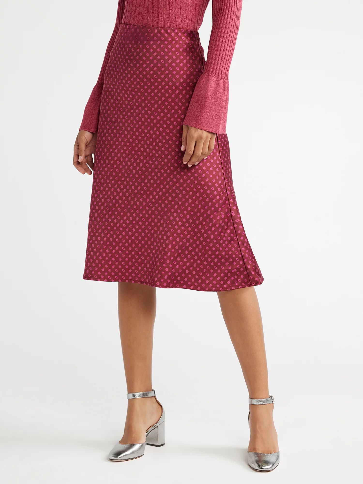 Free Assembly Women's Satin Slip Midi Skirt, Sizes XS-XXXL | Walmart (US)