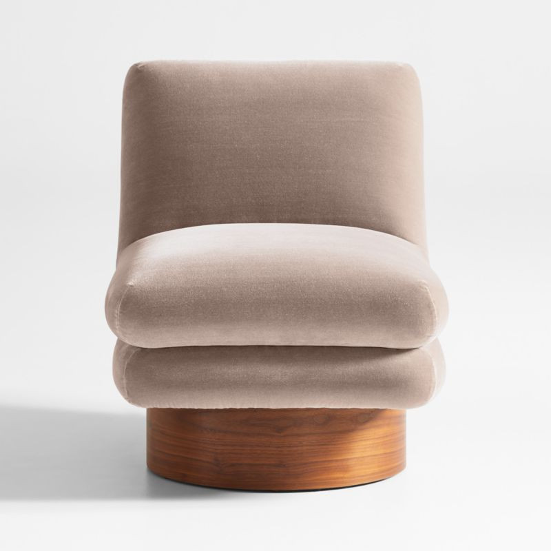 Odeon Taupe Brown Velvet Swivel Accent Chair | Crate & Barrel | Crate & Barrel