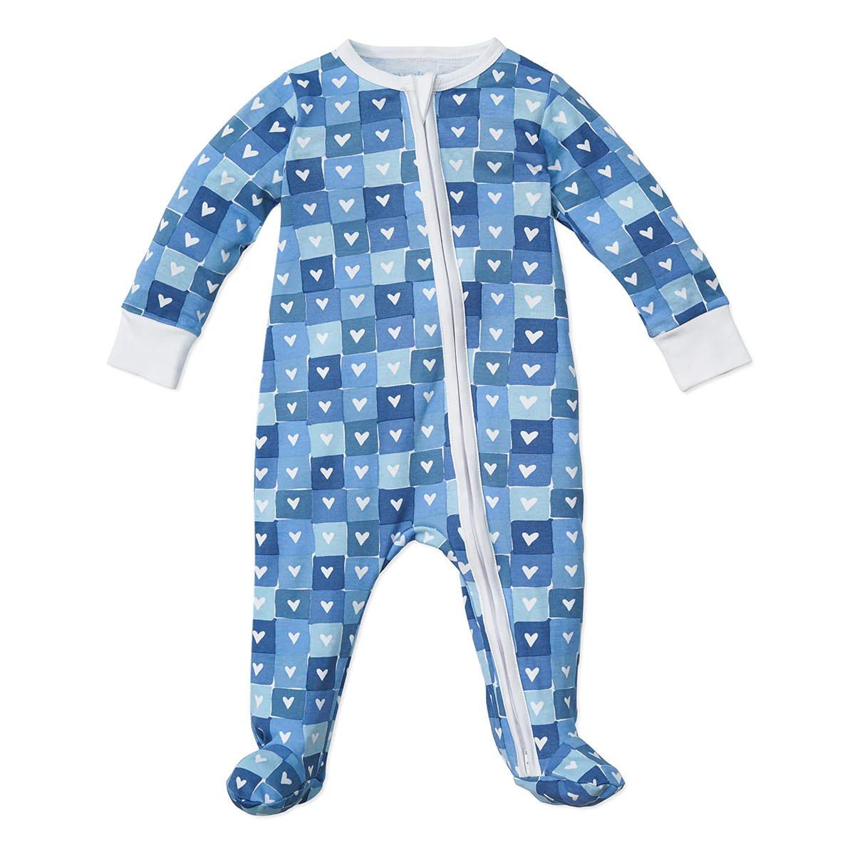 Block Hearts Zip Baby Onesie | Joy Street Kids LLC