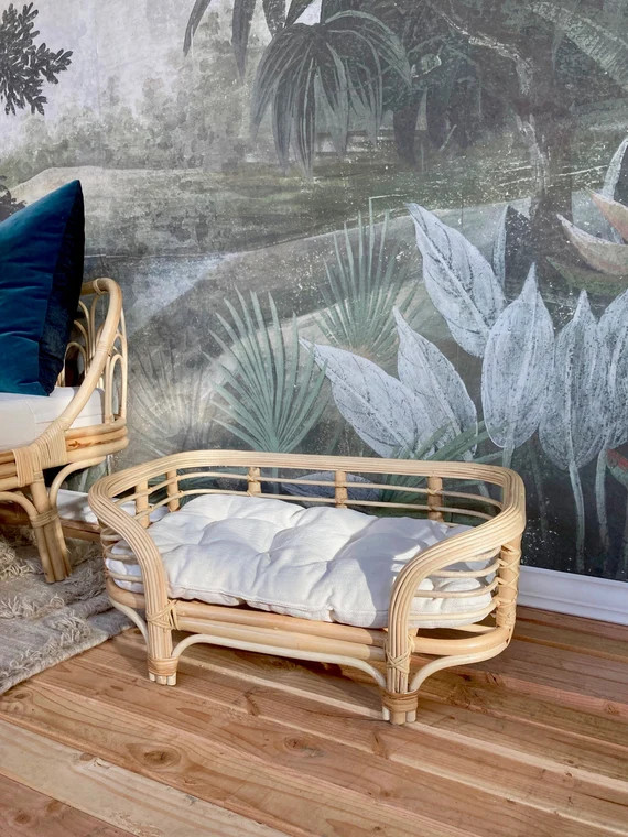 Sausalito Rattan Pet Bed | Etsy (US)