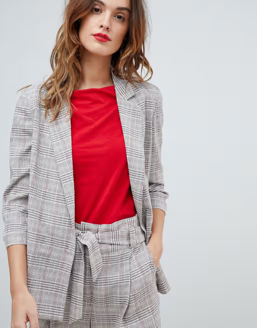 Sisley – Rosa karierter, zweireihiger Blazer | ASOS DE