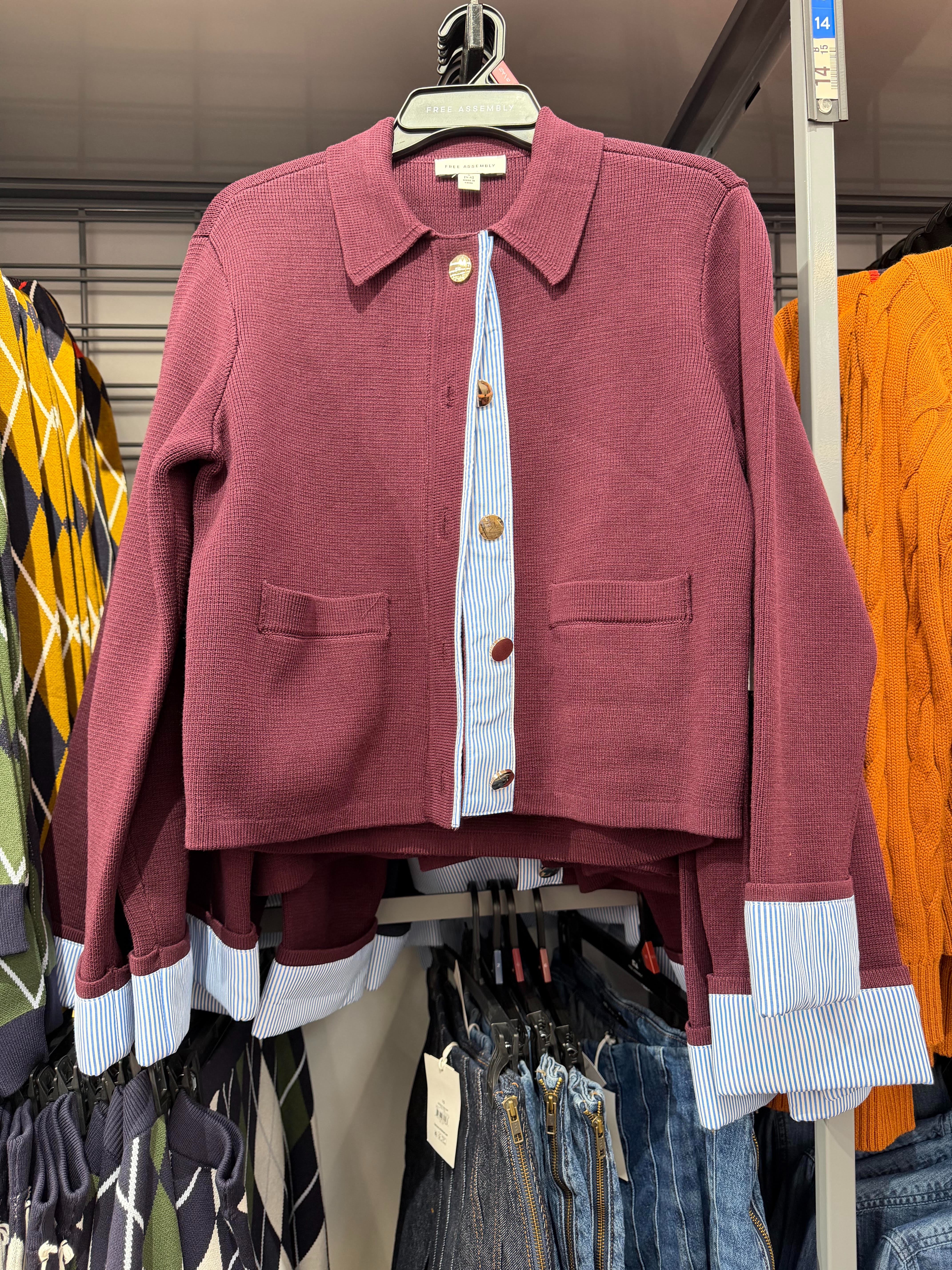 The cutest cropped sweater jacket! LOVE the burgundy! 

 