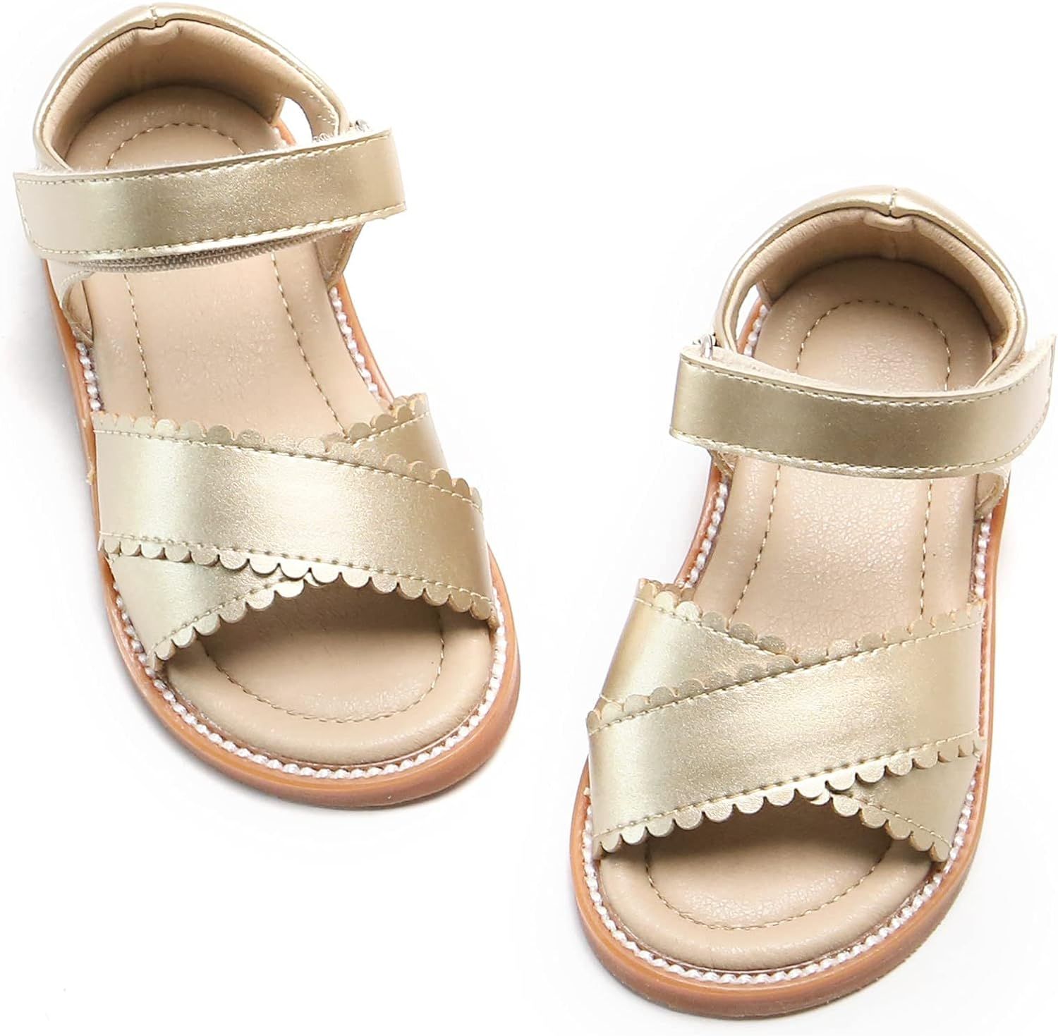 Felix & Flora Toddler Girl Sandals -Flower Girl Dress Shoes Open Toe Little Kid Summer Flats | Amazon (US)