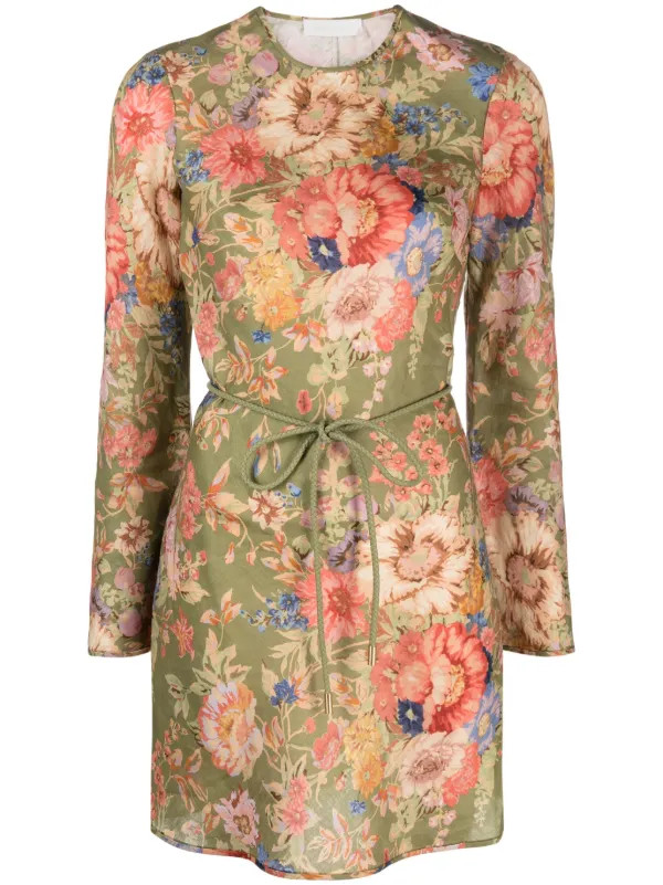 August floral-print linen minidress | Farfetch Global