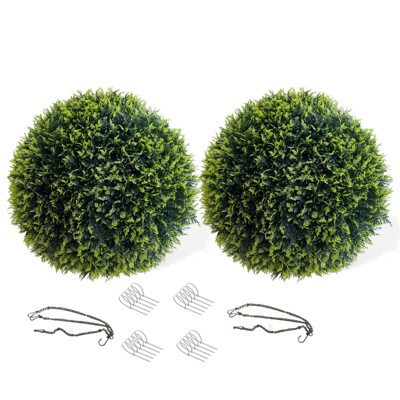 21.6 Inch Faux Cedar Topiary Balls Set of 2, Hanging Artificial Garden Spheres for Indoor Outdoor Decoration, Wedding & Patio Decor | Target