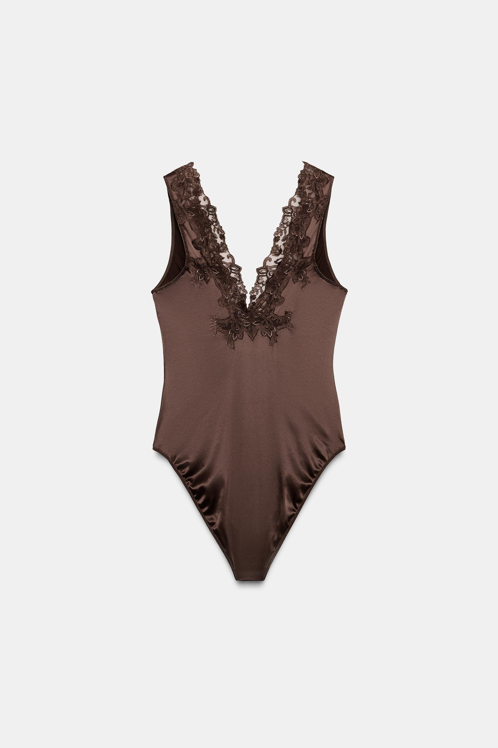 SATIN EFFECT LACE BODYSUIT ZW COLLECTION | Zara US