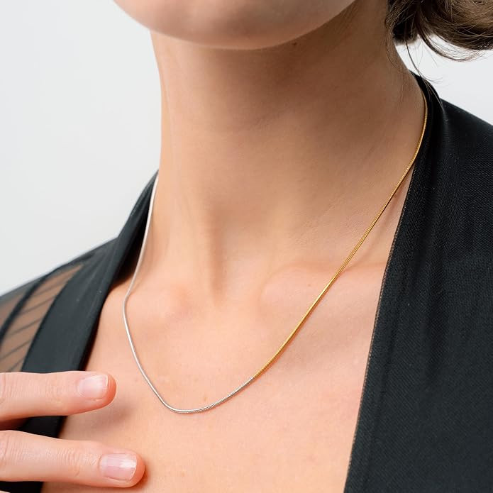 Waterproof Mixed Metal Necklace | Waterproof Jewelry | 18K Gold Plated | Modern PVD coating | Two... | Amazon (US)