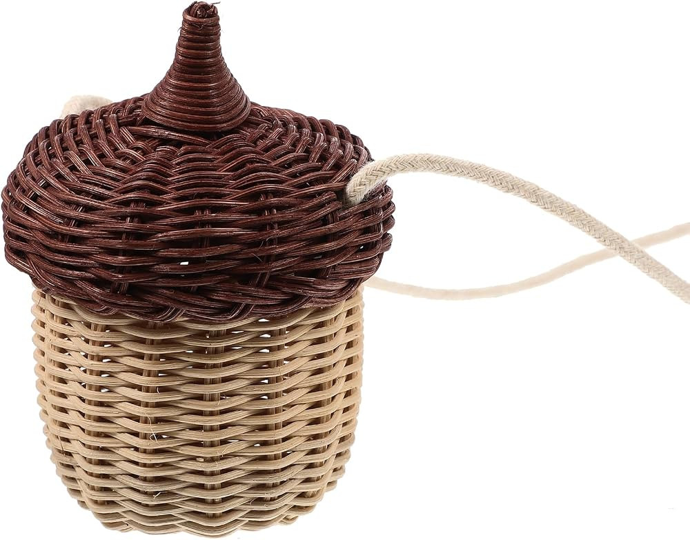 1Pc Rattan Woven Basket Bags Acorn Shaped Basket Wicker Straw Purse Rattan Bag Handwoven Crossbod... | Amazon (US)