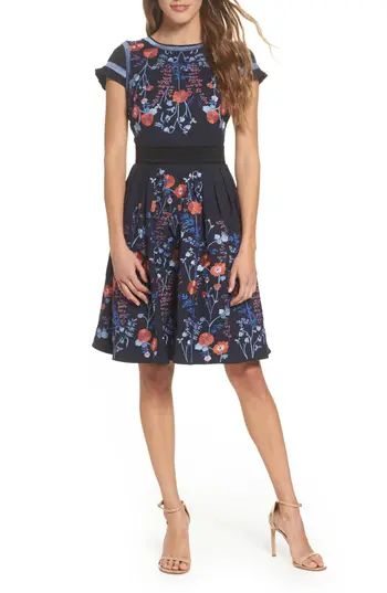 Women's Foxiedox Senna Embroidered Fit & Flare Dress | Nordstrom