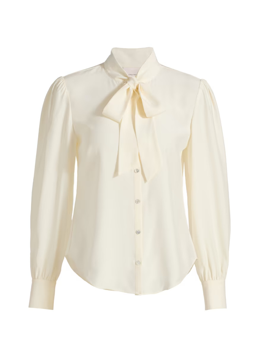 Cinq à Sept Scotlyn Silk Tieneck Blouse | Saks Fifth Avenue | Saks Fifth Avenue