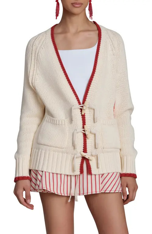 Avec Les Filles Intarsia Lobster Cardigan in Ivory Multi at Nordstrom, Size X-Large | Nordstrom